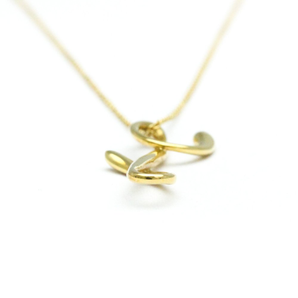 TIFFANY Yellow Gold Letter Necklace 18K Fashion Pendant (Gold) - Picture 10 of 16